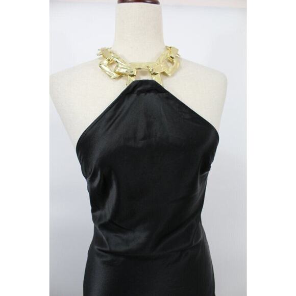 STAUD Sz XS Black Francoise Halter Neck Chain Necklace Gown Maxi Dress NWT - Picture 6 of 12